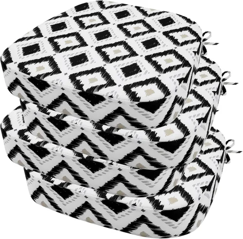 Miniatura 37 de idee-home Juego de 2 cojines para sillas de exterior, 17 x 17 pulgadas de grosor, en forma de D, cojines de asiento impermeables con lazos