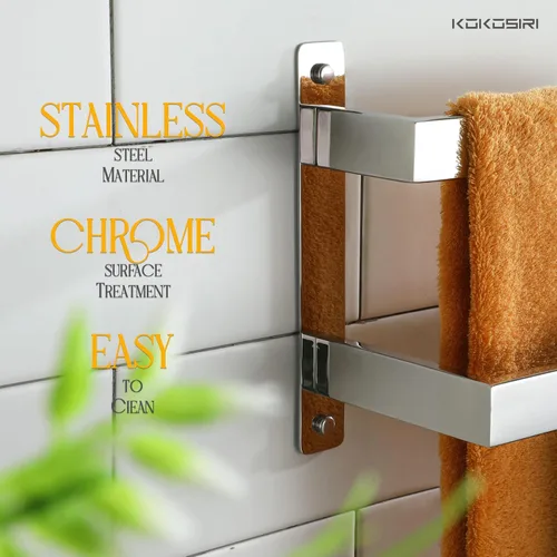 Miniatura 7 de KOKOSIRI Barras para Toallas Portadores de Toallas de Baño 32 Pulgadas Cromado Baño 2 Niveles Escalera Rieles para Toallas Montado en Pared Estantes