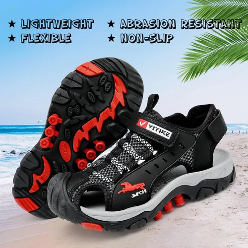 Miniatura 6 de JMFCHI FASHION Sandalias deportivas para niños, sandalias para exteriores, senderismo, atléticas, puntera cerrada, sandalias de playa para niñas