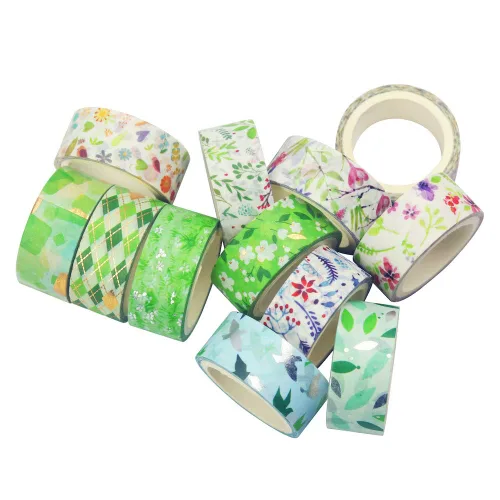 Miniatura 9 de YUBBAEX - Juego de cinta adhesiva Washi Tape dorada poética VSCO con lámina de plata floral, decorativa para arte, manualidades, bricolaje, Sauce 12
