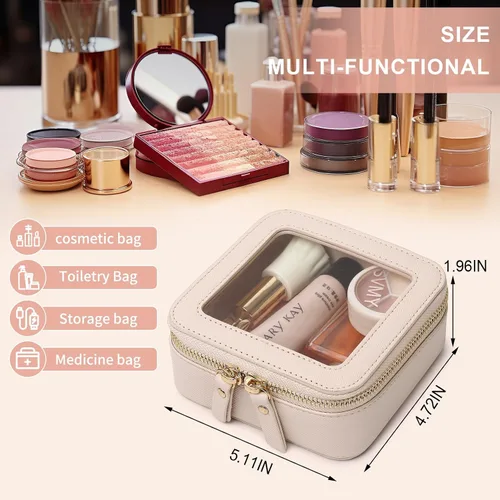 Miniatura 3 de Pinkmik Pequeña bolsa de maquillaje, mini estuche transparente para maquillaje y neceser con cremallera, organizador de bolsos para mujer