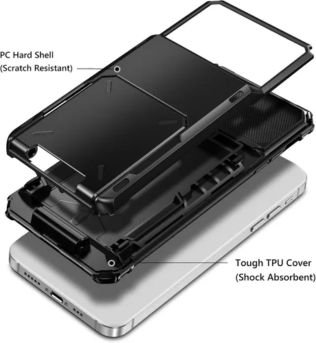 Miniatura 2 de Vofolen Funda compatible con iPhone 12, cartera 5G, 4 ranuras para tarjetas, tarjetero con bolsillo oculto, doble capa, cubierta trasera protectora