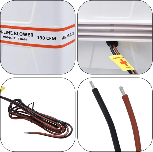 Miniatura 4 de NovelBee 12V 3 pulgadas eléctrico en línea ventilador de aire de sentina marina 130CFM