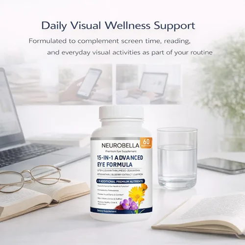 Miniatura 6 de Neurobella Eye Formula, suplemento diario de bienestar ocular 15 en 1 con luteína, zeaxantina, arándano y vitaminas, fórmula de cápsula limpia