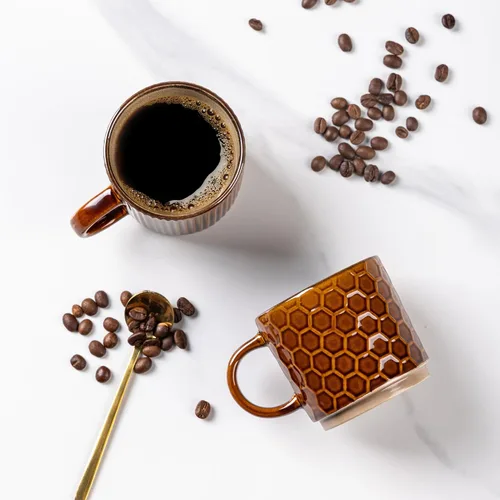 Miniatura 3 de GBhome Tazas de café apilables de 8 onzas, tazas de café de cerámica con patrones de textura para hombre, mujer, papá, mamá, juego de 4 tazas