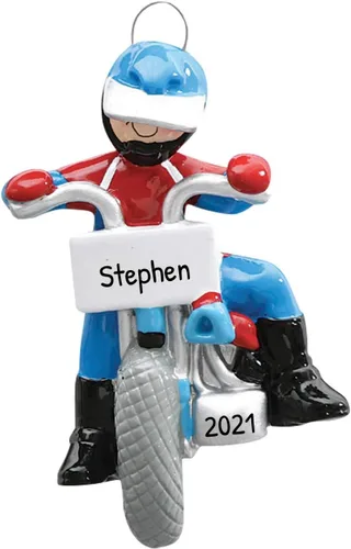 Miniatura 7 de Adorno de Navidad personalizado para motocicleta 2024 – Carreras de pista de tierra, bicicleta, decoración de vehículos, Papá Noel motorista