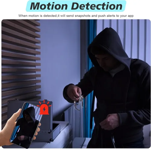 Miniatura 6 de Cámara WiFi interior estilo reloj digital 1080P HD - Visión nocturna, colocación visible de escritorio para bebé mascota anciana monitoreo