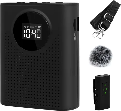 AURTEC Amplificador de voz con micrófono de solapa inalámbrico magnético, amplificador portátil con micrófono inalámbrico de 2.4G, compatible con