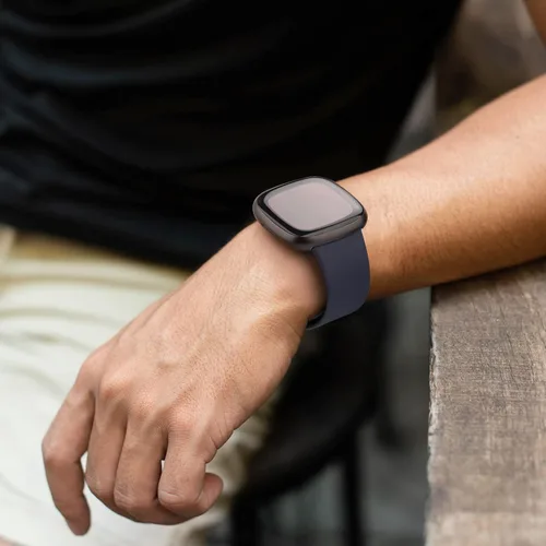 Miniatura 6 de Paquete de 3 bandas de silicona para Fitbit Sense bandas Fitbit Versa 3 bandas para mujeres y hombres, correas deportivas suaves clásicas