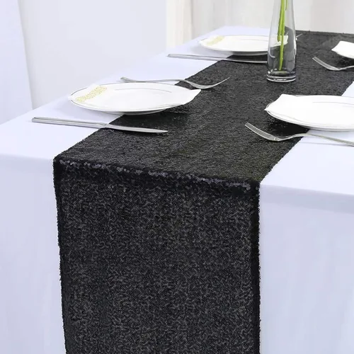 Miniatura 7 de 12 Paquetes de Caminos de Mesa con Lentejuelas Brillantes para Comedor para Cumpleaños, Bodas, Compromisos, Nupciales, Baby Shower, Despedida