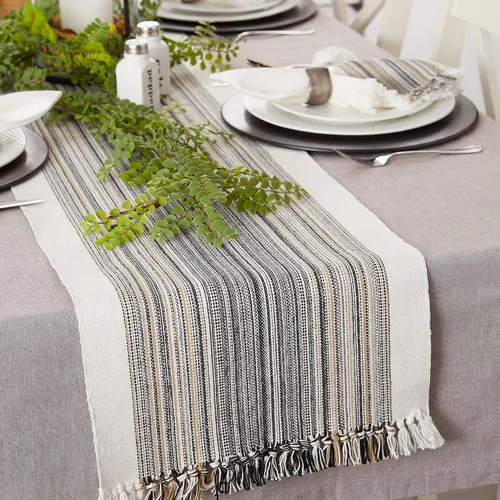 Miniatura 8 de DII Everyday Collection - Mantel de mesa con flecos, camino de mesa, 14 x 72 pulgadas, color negro