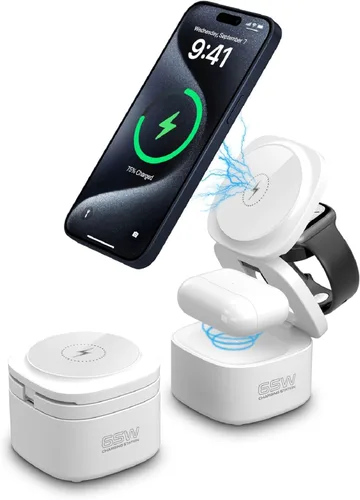 Miniatura 6 de OneCharge Station, estación de carga inalámbrica plegable 5 en 1 (PD rápida), cargador de viaje para iPhone, Apple Watch, AirPods, laptop