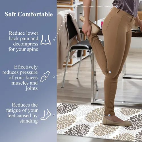 Miniatura 6 de HEBE Tapete de cocina acolchado, antifatiga, de 20 x 71 pulgadas, antideslizante, impermeable, ergonómico, cómodo para oficina, fregadero