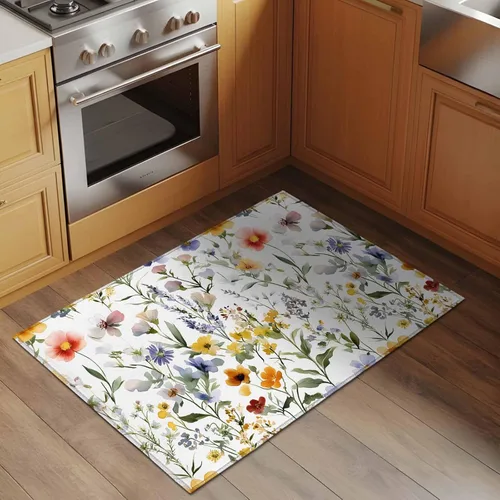 Miniatura 2 de Small Area Rugs 2x3 Ft, Botanical Flower Non-Slip Area Rugs for Living Room Bedroom Entryway, Watercolor Retro Spring Farm Leaf Washable Carpet