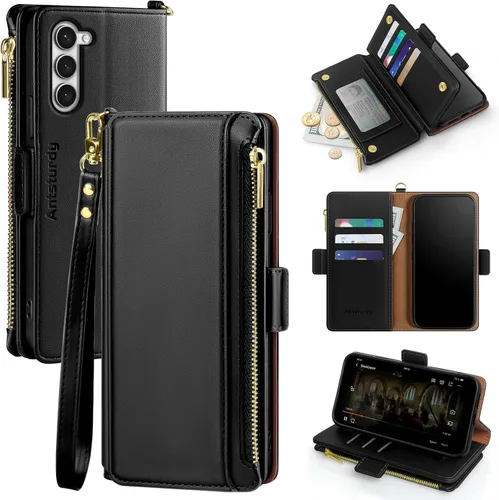 Miniatura 13 de Antsturdy Funda compatible con Samsung Galaxy S23 FE 5G con tarjetero para mujeres y hombres, funda de teléfono con bloqueo RFID, funda protectora