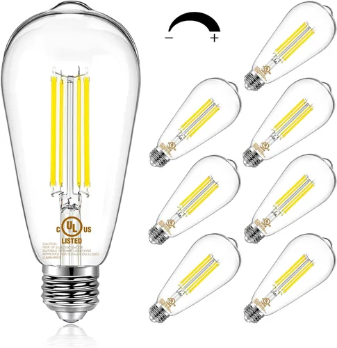 Miniatura 15 de DAYBETTER Paquete de 4 bombillas LED Edison vintage, bombilla LED E26 equivalente a 60 W, bombillas LED regulables, 8 W de alto brillo, 800 lúmenes