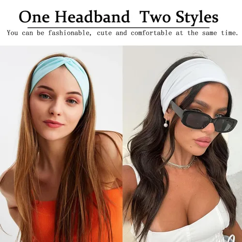 Miniatura 4 de XTREND 6 piezas de diademas para mujer, bandas elásticas cruzadas torcidas, diademas para yoga, entrenamiento, antideslizantes, suaves