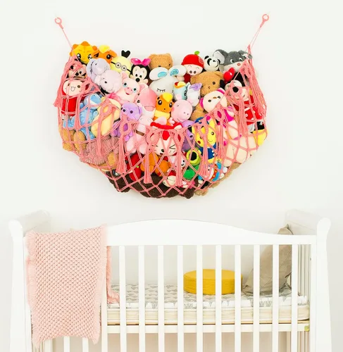 Miniatura 2 de Red grande para animales de peluche o hamaca para pared plana montada en la pared, hamaca de juguete de macramé hecha a mano, exhibición de felpa