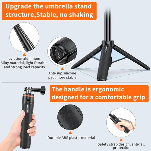 Miniatura 3 de VRIG TP-08 Mini trípode extensible para GoPro Mission 1 Pro, 20.1 pulgadas portátil selfie stick trípode para GoPro Hero 13 12 11 10 9 8 7 6 5 4 3