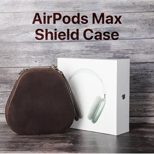 Miniatura 2 de Hiram - Funda de cuero genuino para Airpods Max, funda de viaje portátil de cuero de vaca Crazy Horse para Airpods Max, funda de auriculares