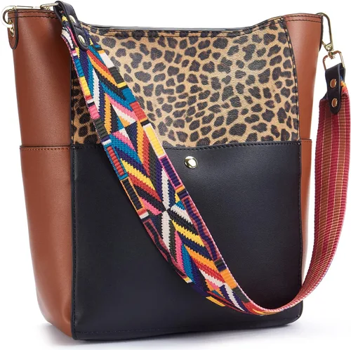 Miniatura 19 de BROMEN Bolsa Hobo para mujer, diseñada con cuero vegano, de hombro, bandolera