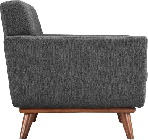 Miniatura 4 de Modway Engage - Sillón de una pieza tapizado con tela y sofá de dos piezas de estilo de mediados de siglo, Tela, Gris