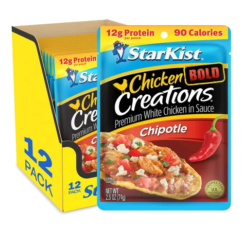 Miniatura 171 de StarKist Chicken Creations BOLD - Bolsa estilo búfalo (5 onzas, 12 unidades) Carne blanca totalmente cocida con alto contenido de proteínas, sin