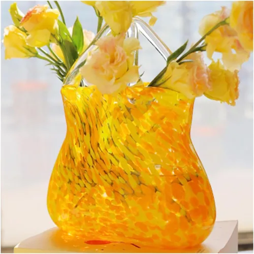 Miniatura 8 de Glass Purse Vase, Multifunctional Flower Vase Glass Vase Bag Glass Purse, Glass Vase for Home Décor,Living Room,Office,Garden,Wedding,Purple