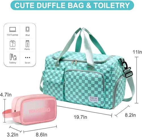 Miniatura 418 de Pequeña bolsa de gimnasio para mujer, bolsa de viaje con compartimento para zapatos