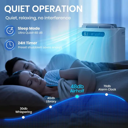 Miniatura 7 de Aire acondicionado portátil de 14000 BTU para refrigeración de habitaciones de hasta 700 pies cuadrados, unidad de CA portátil silenciosa 3 en 1