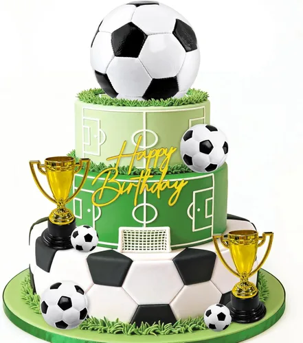 Miniatura 8 de 29 piezas de decoración de pastel de fútbol de cumpleaños decoración de pastel de fútbol jugador de pelota deportiva decoración de pasteles
