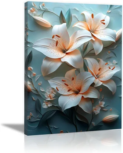 ZUMOOO Vintage Flower Wall Art Sweet Couple Prints Art Pictures For Bedroom Living Room Dorm Holiday Party Wall Decor(White)-20x30cm(8x12in) 1 Framed