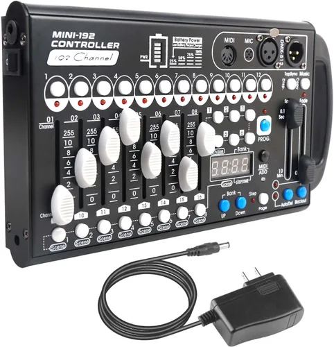 Miniatura 9 de Controlador Dmx de batería con Midi, controlador Dmx portátil para luces de cabeza móvil, consola de iluminación controlador Dmx 192, controlador