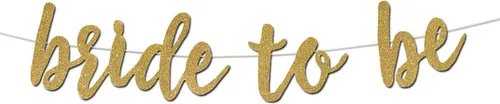 Miniatura 2 de Bride to Be Banner – Papel de cartulina con purpurina dorada de alta calidad – Texto más grande para una mejor visibilidad – Decoración perfecta