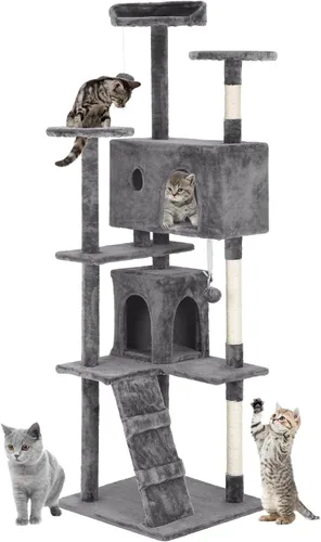 Miniatura 24 de PayLessHere Árbol para Gatos de 54 Pulgadas Torre para Gatos con Poste Rascador para Gatos, Soporte de Condominio para Gatos de Múltiples Niveles