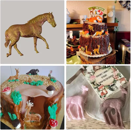 Miniatura 6 de Moldes de silicona de chocolate, 3 paquetes de moldes de fondant de animales Sika para decoración de pasteles con temática de animales del bosque, 3