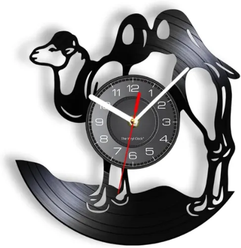 Reloj de pared – Reloj de pared de camello de 12 pulgadas, reloj de pared de safari africano, reloj de pared de vinilo de safari africano, arte de