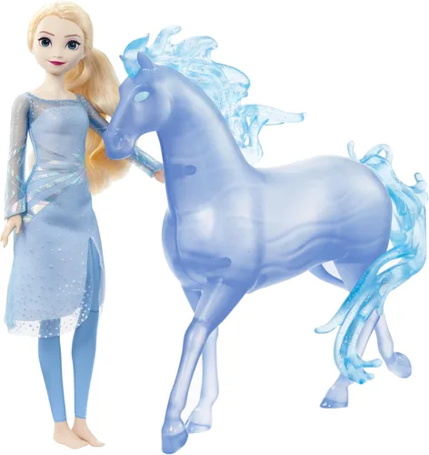 Mattel Disney Frozen Toys, Elsa Fashion Doll y juego de figuras de Nokk de agua en forma de caballo, inspirado en la película Frozen 2