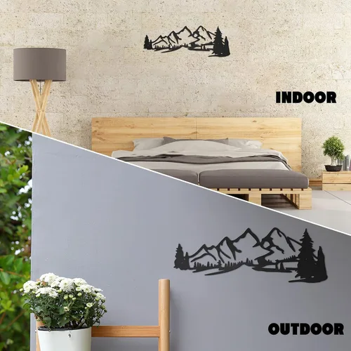 Miniatura 3 de Zhengmy Arte de pared de metal con escena de montaña, paisaje y bosque, decoración para el hogar, cabaña, garaje, cabaña, cabaña, cabaña, 15.75 x