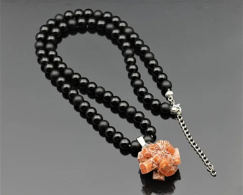 Miniatura 132 de Colgante de turmalina cruda natural, Collar de cuentas de ónix negro genuino, Collar de piedra negra, Collar de piedras preciosas, Cuentas de 0.315