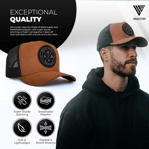 Miniatura 124 de Urban Effort Gorra trasera de malla, para hombres y mujeres, gorra de béisbol de 5 paneles, gran cierre a presión para caza y senderismo