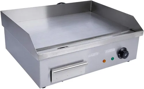 Miniatura 6 de TFCFL Parrilla eléctrica de mesa de 110 V para encimera de restaurante, parrilla plana de acero inoxidable, control de temperatura ajustable