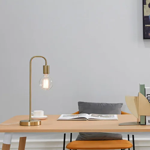 Miniatura 5 de GLOBE Electric 67433 Holden - Lámpara de mesa de 18 pulgadas, latón mate, moderna, mesita de noche, decoración de dormitorio, sala de estar, luz