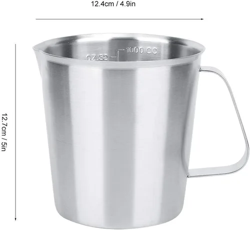 Miniatura 2 de Fdit Jarra de espuma de leche de acero inoxidable, 32 oz/33.8 fl oz, plata, acero 304, 5.0 in de altura, para café espresso capuchino