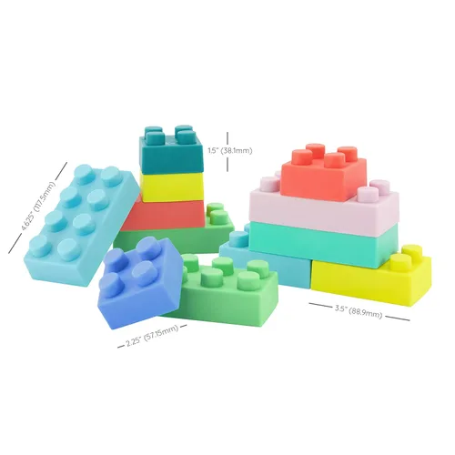 Miniatura 10 de Infantino Bloques de construcción súper suaves, fáciles de sostener para bebés y niños pequeños, sin BPA, multicolor, juego de 12 piezas
