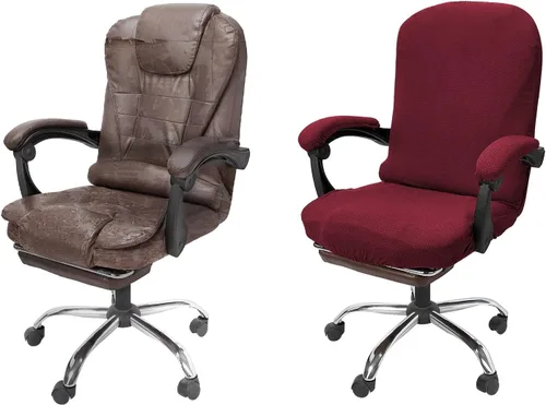 Miniatura 9 de NeColorLife Funda de terciopelo para silla de oficina con fundas para reposabrazos, funda elástica para silla de computadora de escritorio
