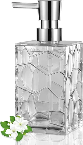 Dispensador de Jabón de Manos, Botellas de Bomba de Líquido de Plástico Acrílico Transparente Recargables Dispensador de Loción para Decoración de