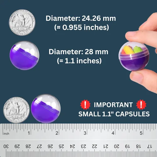 Miniatura 3 de Máquina expendedora de cápsulas, cápsulas redondas translúcidas vacías 250 piezas de 1.1 pulgadas, cápsulas de máquina de chicles a granel