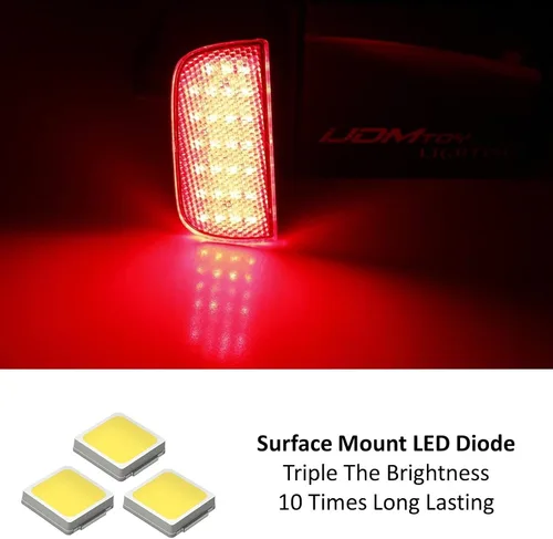 Miniatura 2 de iJDMTOY Luces LED de reflector para parachoques de lente roja 54-SMD Compatible con Honda Civic Sedán/Coupé 2016-2021, función como luces de cola