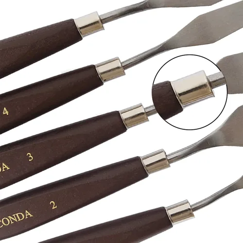 Miniatura 7 de CONDA Cuchillo de paleta para pintura de acero inoxidable, espátula, cuchillo de paleta de pintura al óleo, cuchillos de metal, mango de madera